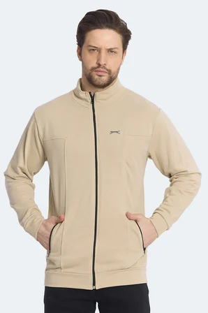 Slazenger KAGISONA 2 Lİ SET Erkek Fermuarlı Dik Yaka Cepli Bej - Haki Sweatshırt