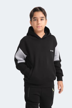 Slazenger LAYNE 2 Lİ SET Erkek Çocuk Kapüşonlu Cepli Siyah/Gri - Gri/Siyah Sweatshırt