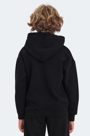 Slazenger LEXUS 2 Lİ SET Erkek Çocuk Kapüşonlu Cepli Siyah - Koyu Gri Sweatshırt