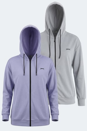 Slazenger KATHLEENA 2 Lİ SET Kadın Oversıze Gri - Mor Sweatshırt