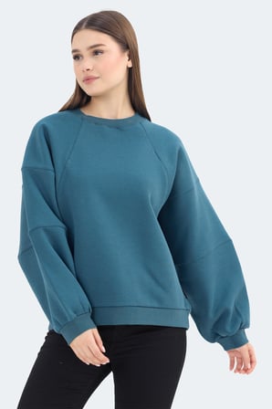 Slazenger VIA 3 LÜ SET Kadın Oversıze Siyah - Koyu Gri - Petrol Sweatshırt