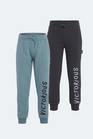 Slazenger LANEY 2 Lİ SET Erkek Çocuk Cepli Koyu Gri - Mavi Eşofman Altı