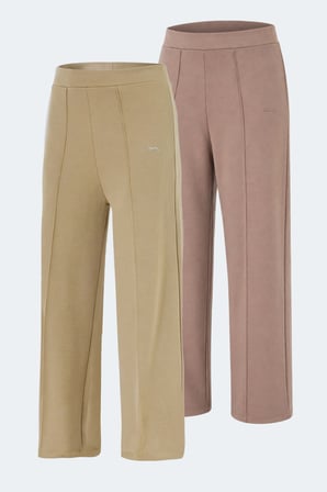 Slazenger VALENTINO 2 Lİ SET Kadın Bol Paça Yeşil - Vizon Eşofman Altı