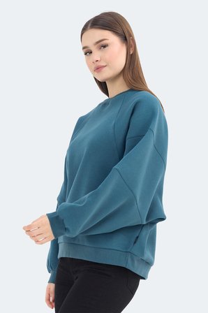 Slazenger VIA 2 Lİ SET Kadın Oversıze Siyah - Petrol Sweatshırt