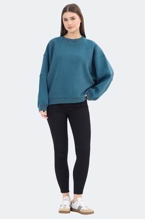 Slazenger VIA 2 Lİ SET Kadın Oversıze Siyah - Petrol Sweatshırt