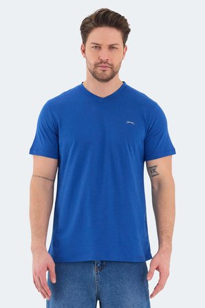 Slazenger RIVALDO 3 lü Set Erkek V Yaka Gri - Siyah - Saks Mavi Tişört