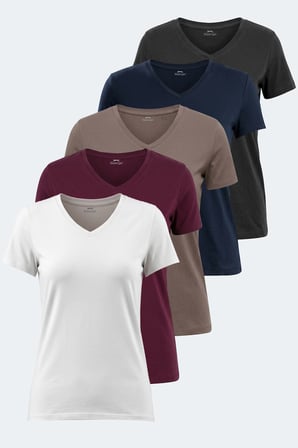 Slazenger PERICAS 5 li Set Kadın  EKRU - SİYAH - ANTRASİT- MÜRDÜM - KAHVE Tişört