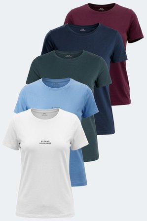 Slazenger PAYTONS 5 li Set Kadın  Ekru - Koyu Gri - Bordo -Antrasit - Mavi Tişört