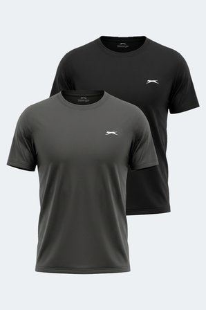 Slazenger ODALIS 2 Lİ SET Erkek  Siyah - Koyu Gri Tişört
