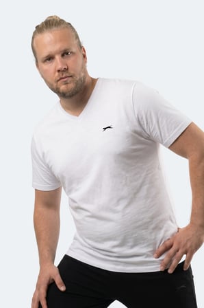 Slazenger RIVALDO JMB Erkek Büyük Beden Beyaz Tişört