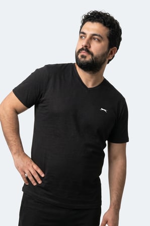Slazenger RIVALDO JMB Erkek Büyük Beden Siyah Tişört