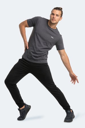 Slazenger ROSALVA T Erkek Pamuklu Koyu Gri Tişört