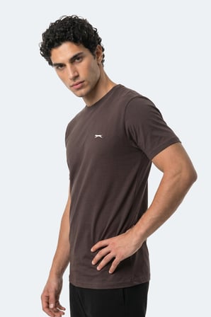 Slazenger ROSALVA T Erkek Pamuklu Koyu Kahve Tişört