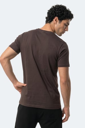 Slazenger ROSALVA T Erkek Pamuklu Koyu Kahve Tişört