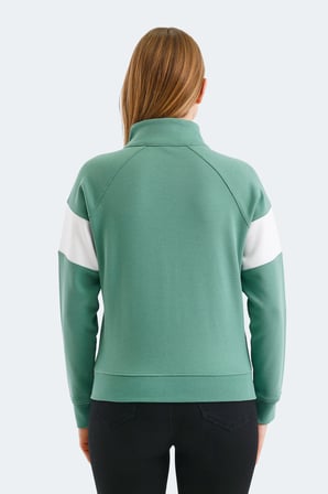 Slazenger VICTORY 2 li set Kadın Fermuarlı Dik Yaka Cepli Yeşil - Siyah Sweatshırt