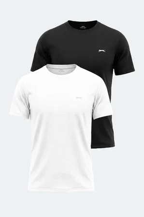 Slazenger HAUNTED 2 Lİ SET Erkek  Beyaz - Siyah Tişört