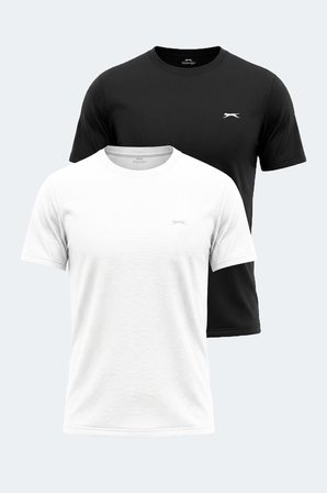 Slazenger HAUNTED 2 Lİ SET Erkek  Beyaz - Siyah Tişört