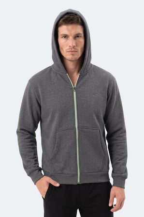 Slazenger KISHAN I Erkek Kapüşonlu Koyu Gri Sweatshırt