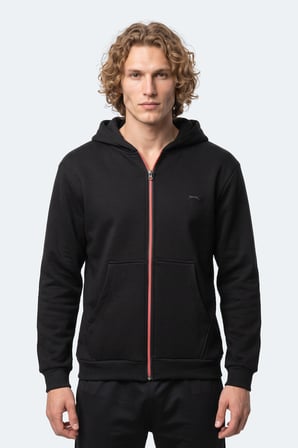 Slazenger KISHAN I Erkek Kapüşonlu Siyah Sweatshırt