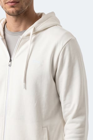 Slazenger KURTIS I Erkek Kapüşonlu Beyaz Sweatshırt