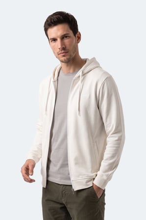 Slazenger KURTIS I Erkek Kapüşonlu Beyaz Sweatshırt
