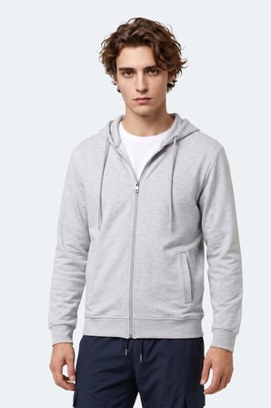 Slazenger KURTIS I Erkek Kapüşonlu Gri Sweatshırt