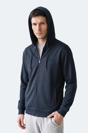 Slazenger KURTIS I Erkek Kapüşonlu Lacivert Sweatshırt