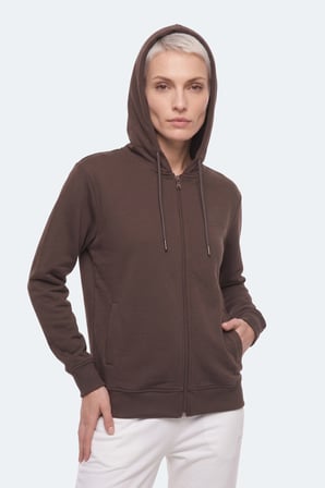 Slazenger KIRON I Kadın Kapüşonlu Kahve Sweatshırt
