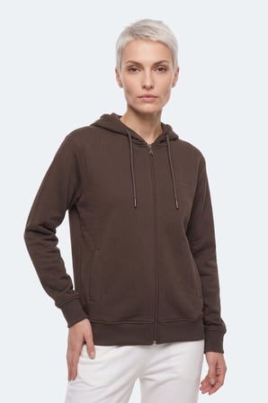 Slazenger KIRON I Kadın Kapüşonlu Kahve Sweatshırt