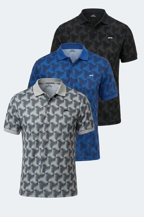 Slazenger KATARIN  3 LÜ SET Erkek  Gri - Siyah - Saks Mavi Tişört