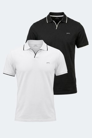 Slazenger ZITHER 2 Lİ SET Erkek  Beyaz - Siyah Tişört