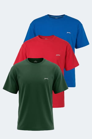 Slazenger KULANA 3 LÜ SET Erkek  Saks mavi / Yeşil / Kırmızı Tişört