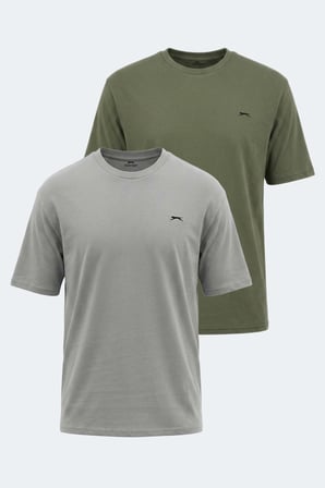 Slazenger VELLAMO 2 Lİ SET Erkek  Haki / Gri Tişört