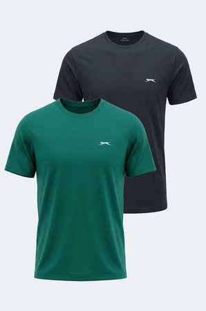 Slazenger KRATER 2 li Set Erkek  Koyu Gri - Yeşil Tişört