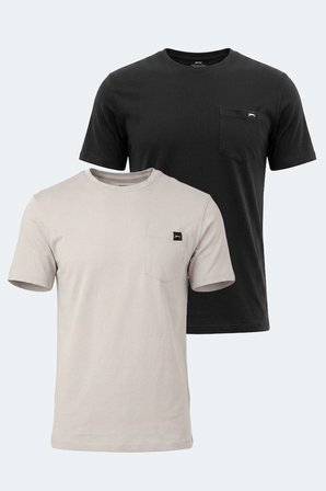 Slazenger VESELA 2 Lİ SET Erkek  Siyah -Taş Gri Tişört