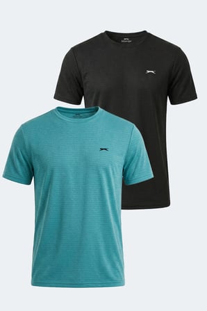 Slazenger KOFONA 2 Lİ SET Erkek  Turkuaz - Siyah Tişört