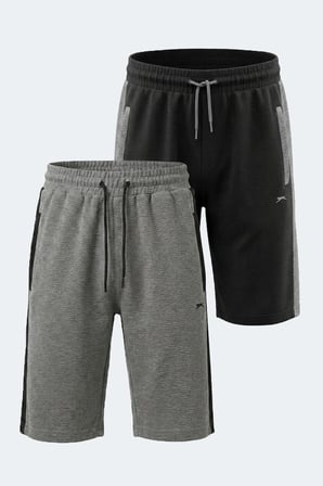 Slazenger NANDO 2 Lİ SET Erkek  Siyah - Koyu Gri Şort