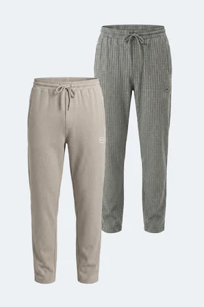 Slazenger NIKITA 2 Lİ SET Erkek  Siyah - Bej Eşofman Altı