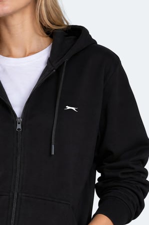 Slazenger FLORES Kadın Kapüşonlu Siyah Sweatshırt