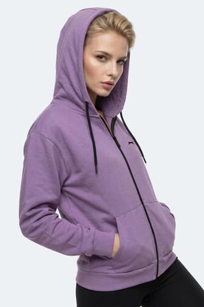 Slazenger FLORES Kadın Kapüşonlu Lila Sweatshırt