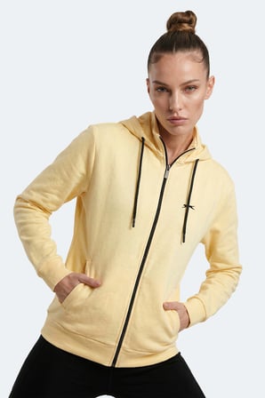Slazenger FLORES Kadın Kapüşonlu Sarı Sweatshırt