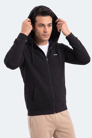 Slazenger FREEWILL Erkek Kapüşonlu Cepli Siyah Sweatshırt