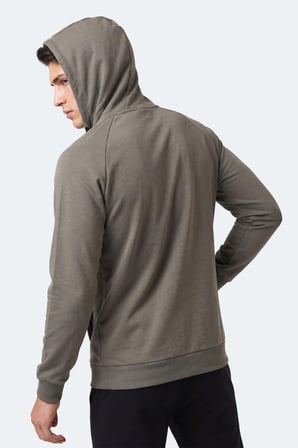 Slazenger FREEWILL Erkek Kapüşonlu Cepli Haki Sweatshırt