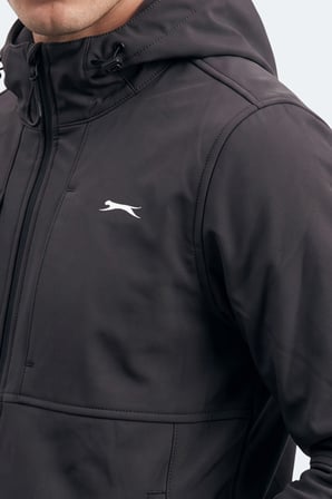Slazenger CENTRA Erkek İçi Polarlı Rüzgar ve Su Geçirmez Softshell Siyah Mont & Kaban