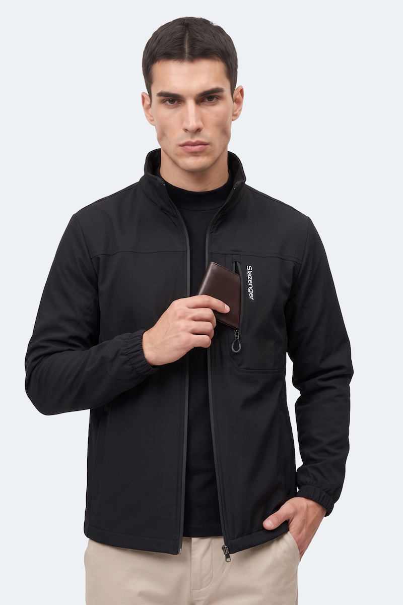 Slazenger CEDO Erkek İçi Polarlı Rüzgar Ve Su itici Siyah Mont & Kaban