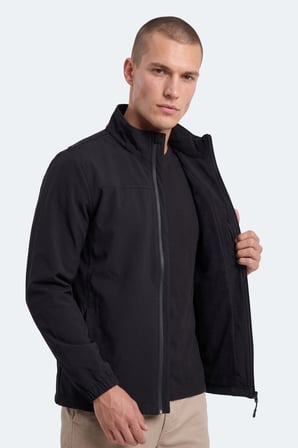 Slazenger CORRAL I Erkek İçi Polarlı Rüzgar ve Su Geçirmez Softshell Siyah Mont & Kaban