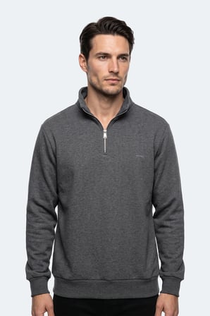 Slazenger KENA I Erkek Dik Yaka Fermuarlı Antrasit Sweatshırt