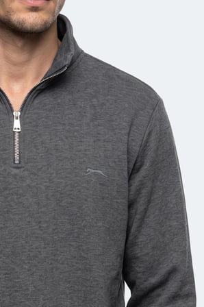 Slazenger KENA I Erkek Dik Yaka Fermuarlı Antrasit Sweatshırt