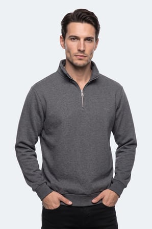 Slazenger KENA I Erkek Dik Yaka Fermuarlı Antrasit Sweatshırt