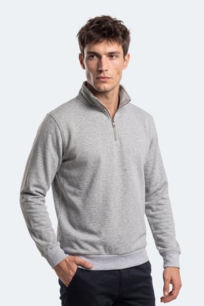 Slazenger KENA I Erkek Dik Yaka Fermuarlı Gri Sweatshırt